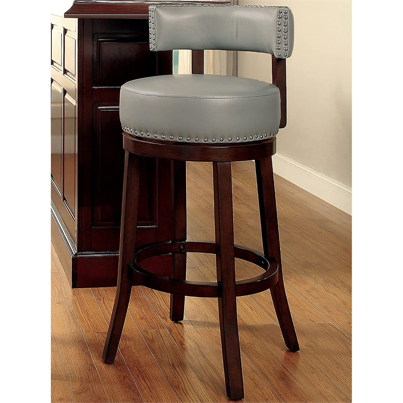 Furniture of America Tendel Faux Leather 29-inch Bar Stool in Gray (Set of 2)
