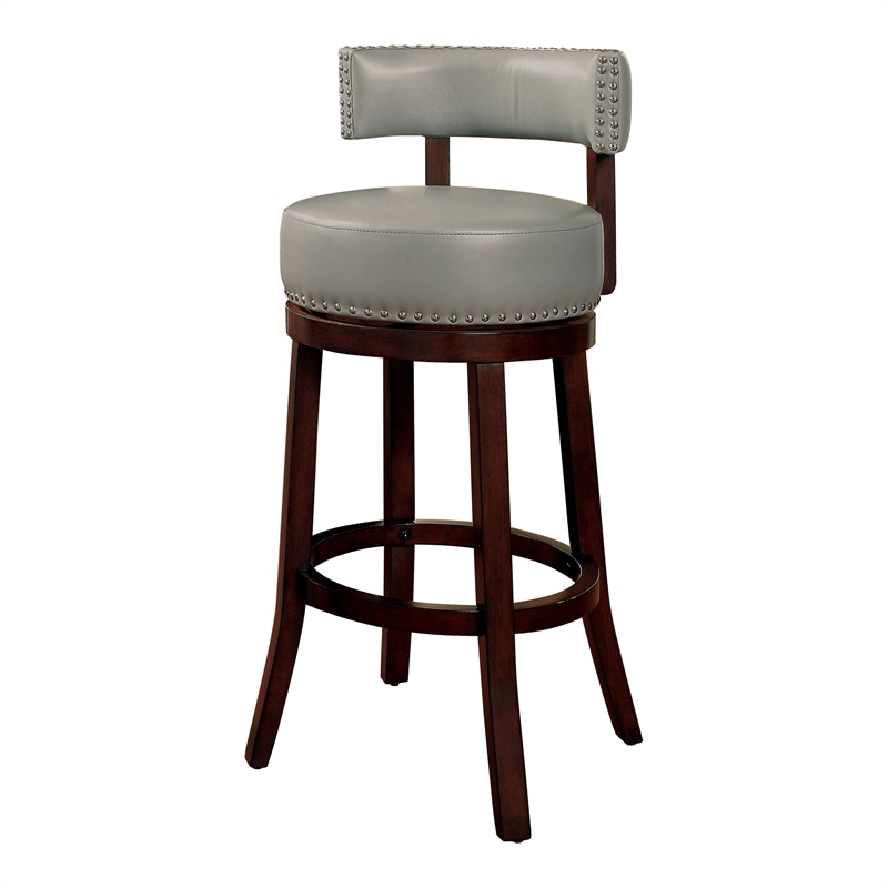 Furniture of America Tendel Faux Leather 29-inch Bar Stool in Gray (Set of 2)