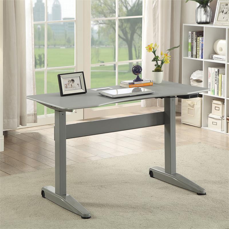 Furniture of America Glenda Metal Adjustable Short Standing Desk in Gray