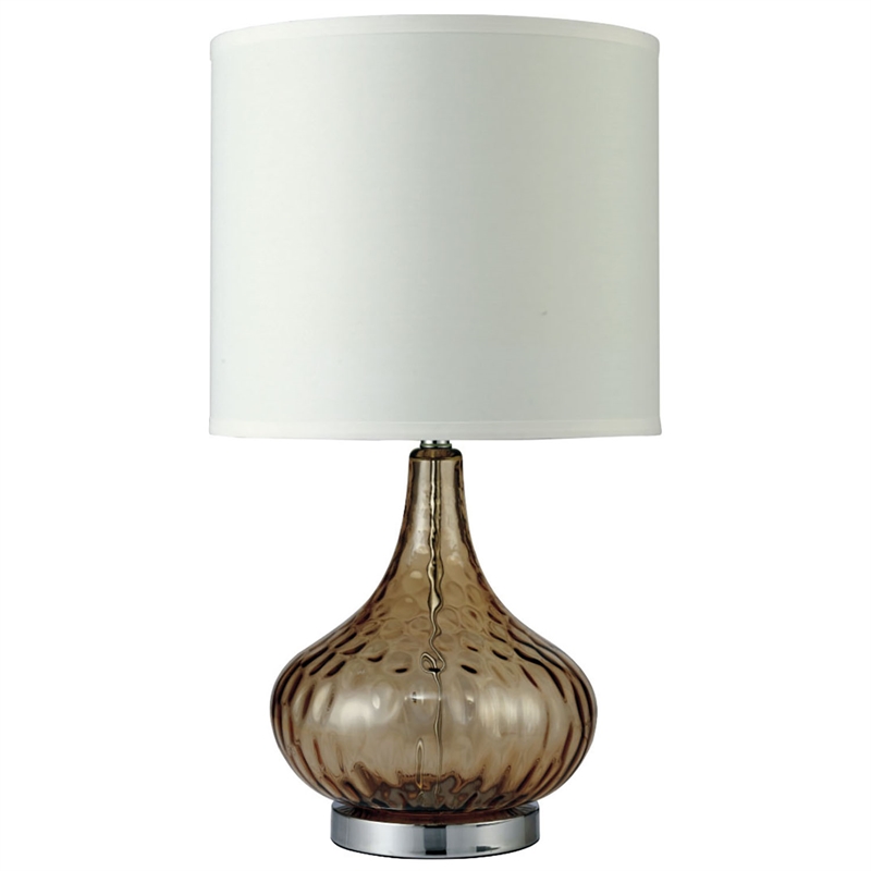 Furniture of America Harrington Contemporary Glass Table Lamp in Amber Orange