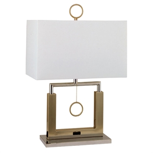 furniture of america dunning metal table lamp in brushed steel and champagne