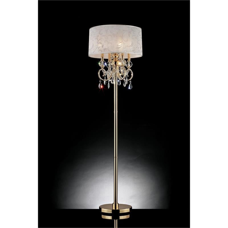 Furniture Of America Janelle Glam Metal, Gold Crystal Floor Lamp