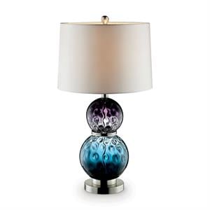 furniture of america willette contemporary glass table lamp in purple and blue
