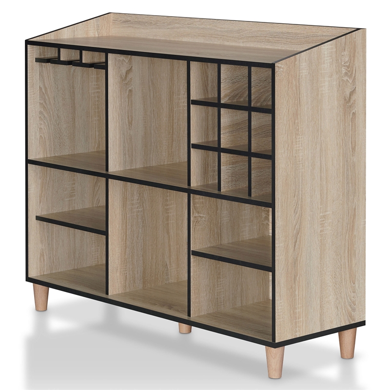 Furniture of America Lockbridge Modern Wood 8-Shelf Buffet in Natural Oak