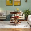Furniture of America Kliman Industrial Wood 3-Tier Bar Cart in Walnut