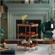 Furniture of America Kliman Industrial Wood 3-Tier Bar Cart in Walnut