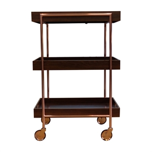 furniture of america kliman industrial wood 3-tier bar cart in walnut