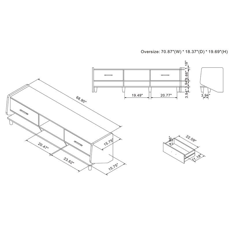 Furniture of America Waggoner Modern Wood 70-Inch TV Stand in Brown Wenge