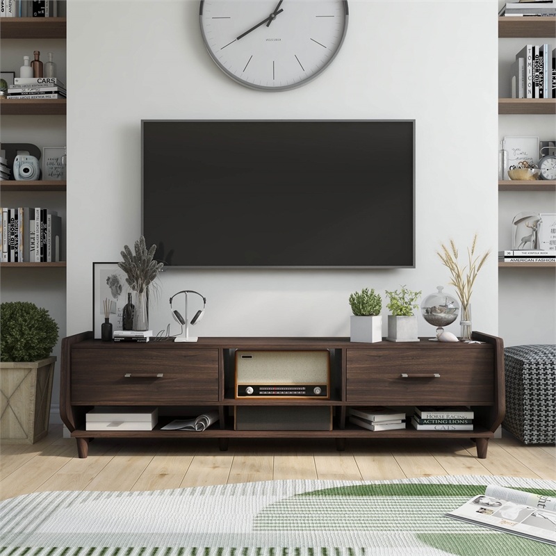 Furniture of America Waggoner Modern Wood 70-Inch TV Stand in Brown Wenge