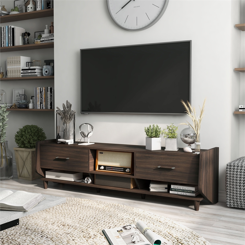 Furniture of America Waggoner Modern Wood 70-Inch TV Stand in Brown Wenge