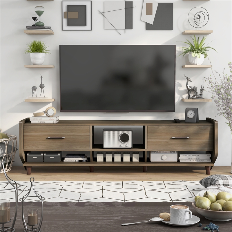 Furniture of America Waggoner Modern Wood 70-Inch TV Stand in Walnut