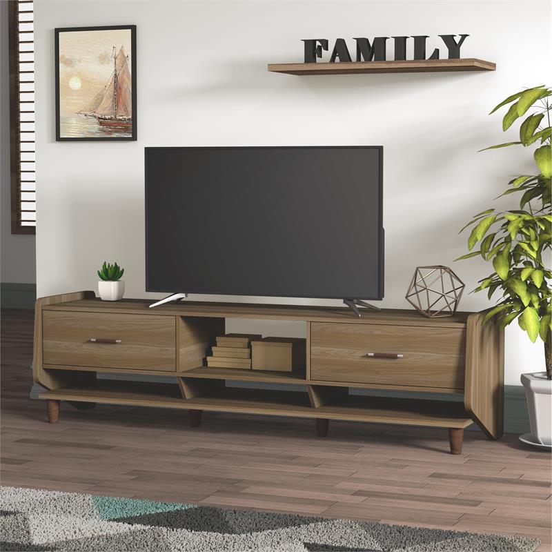 Furniture of America Waggoner Modern Wood 70-Inch TV Stand in Walnut