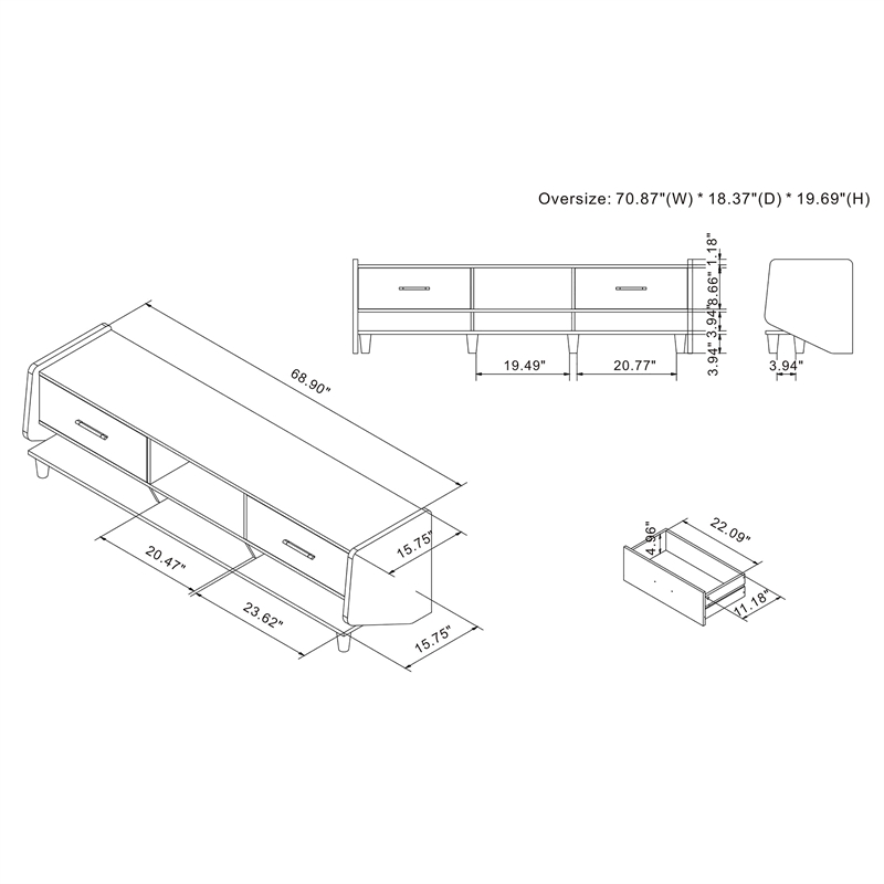 Furniture of America Waggoner Modern Wood 70-Inch TV Stand in Walnut