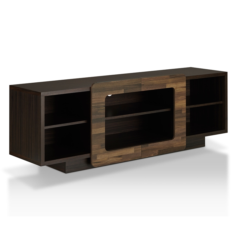 Furniture of America Wood Storage 62-Inch TV Stand in Brown Wenge