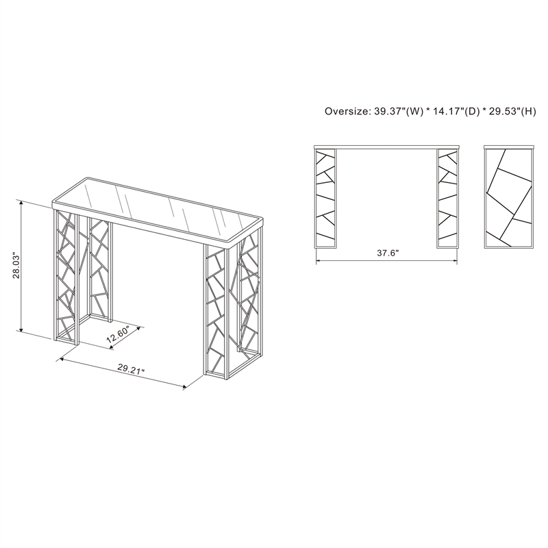 Furniture of America Stefano Metal Console Table in Black and Chrome