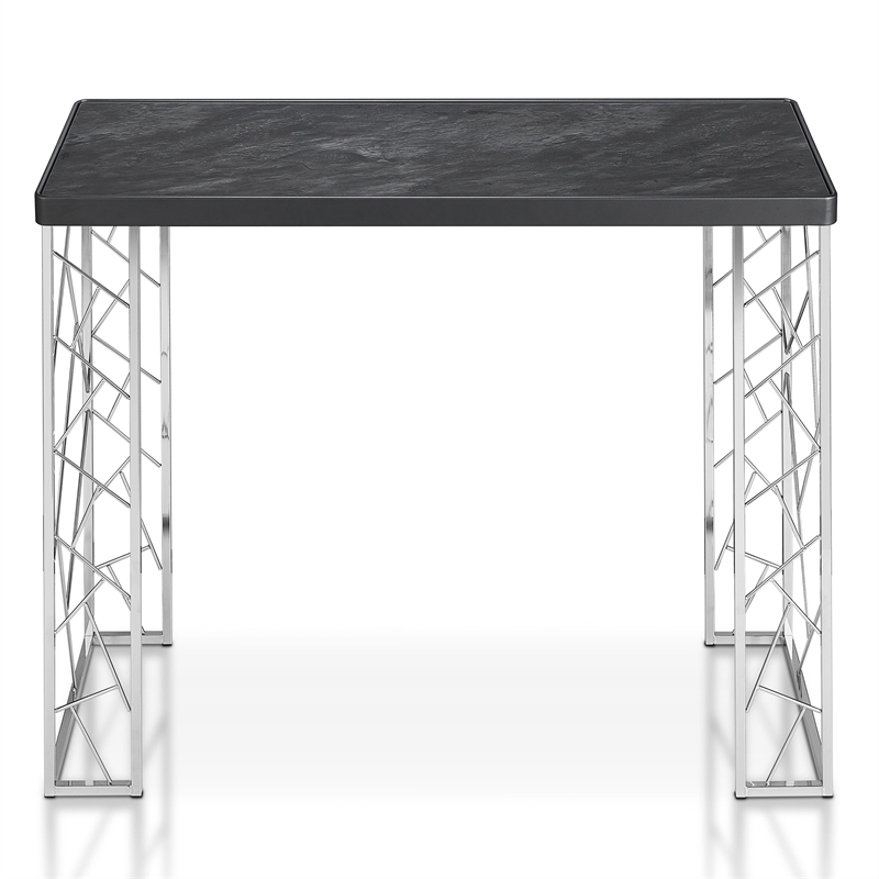 Furniture of America Stefano Metal Console Table in Black and Chrome