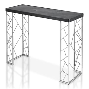 furniture of america stefano metal console table in black and chrome