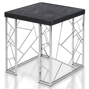 Furniture of America Stefano Contemporary Metal End Table in Black and Chrome