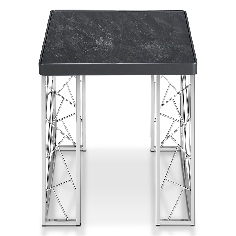 Furniture of America Stefano Contemporary Metal End Table in Black and Chrome