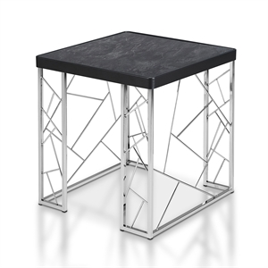 furniture of america stefano contemporary metal end table in black and chrome