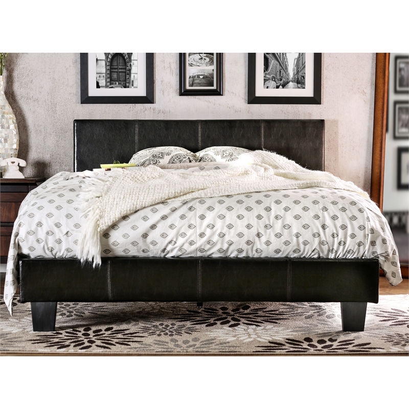 Furniture of America Ramone Faux Leather Cal King Platform Bed in Espresso