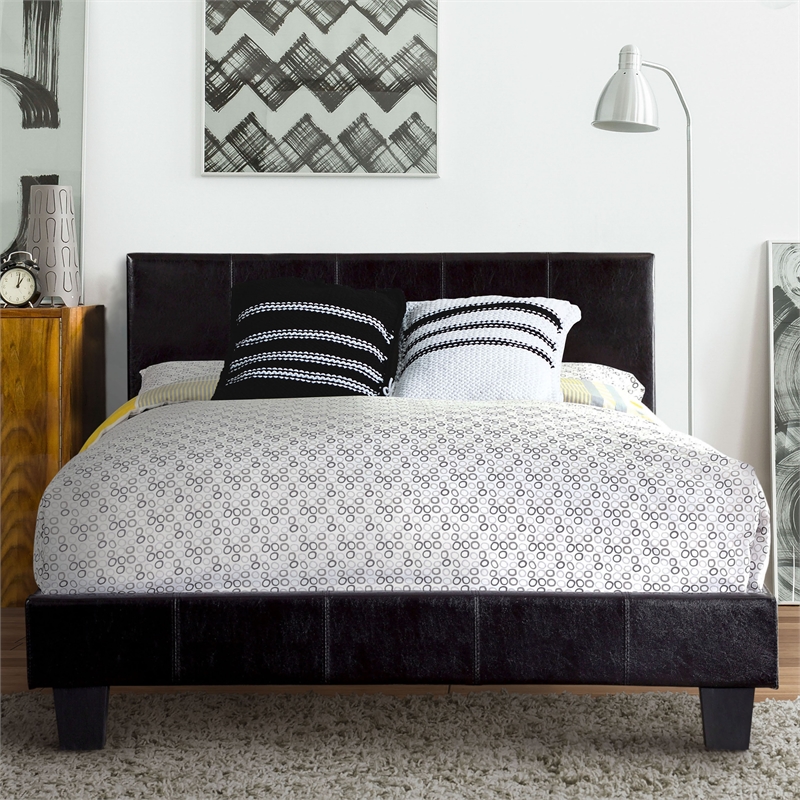 Furniture of America Ramone Faux Leather Cal King Platform Bed in Espresso