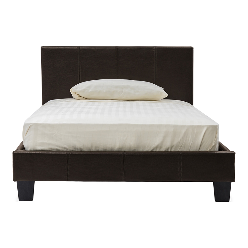Furniture of America Ramone Faux Leather King Platform Bed in Espresso