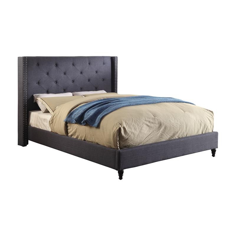 Furniture Of America Vayla Fabric And, Wood And Fabric King Bed
