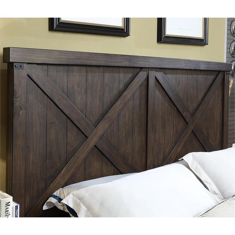 Furniture of America Andrew Rustic Wood Queen Panel Bed in Dark Walnut