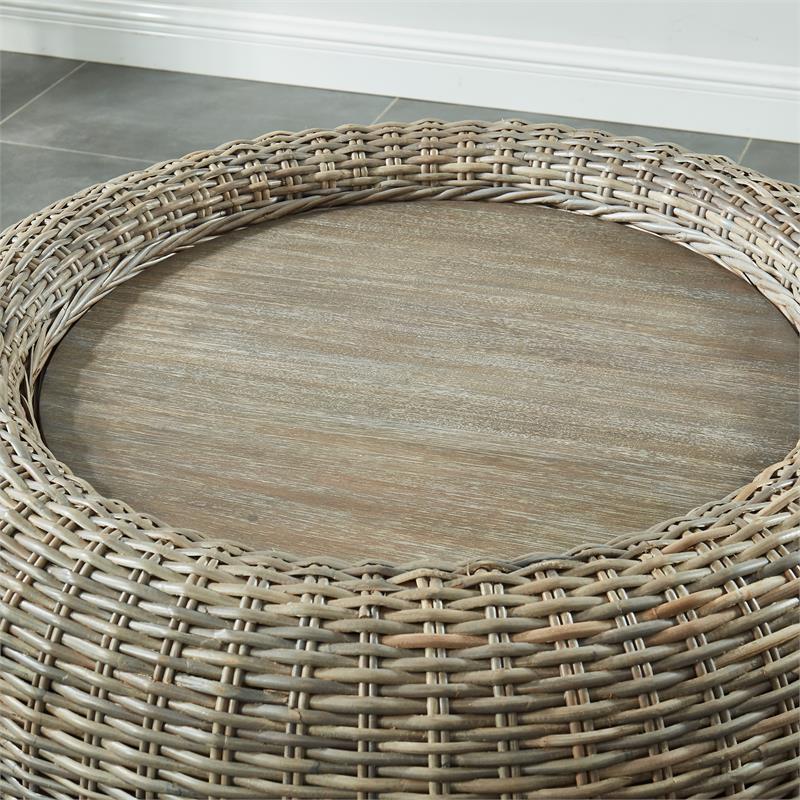 Furniture of America Lafleur Transitional Cobu Rattan Coffee Table in Brown