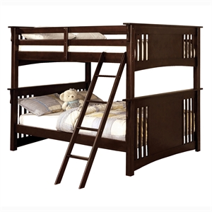 furniture of america roderick solid wood bunk bed in espresso