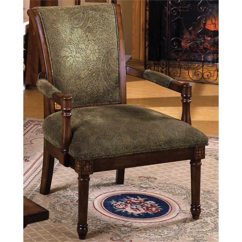 Furniture of America Traditional Wood Padded Arm Chair in