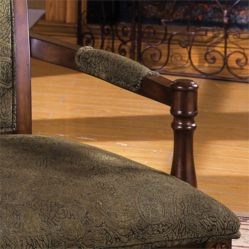 Furniture of America Traditional Wood Padded Arm Chair in