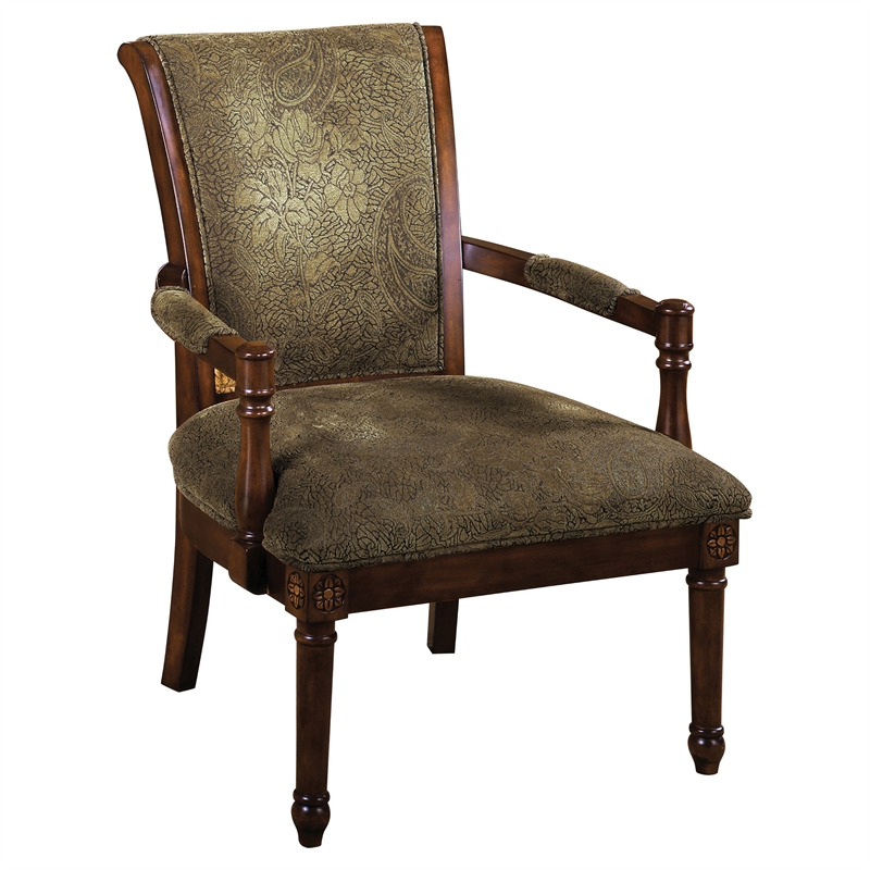 Furniture of America Traditional Wood Padded Arm Chair in
