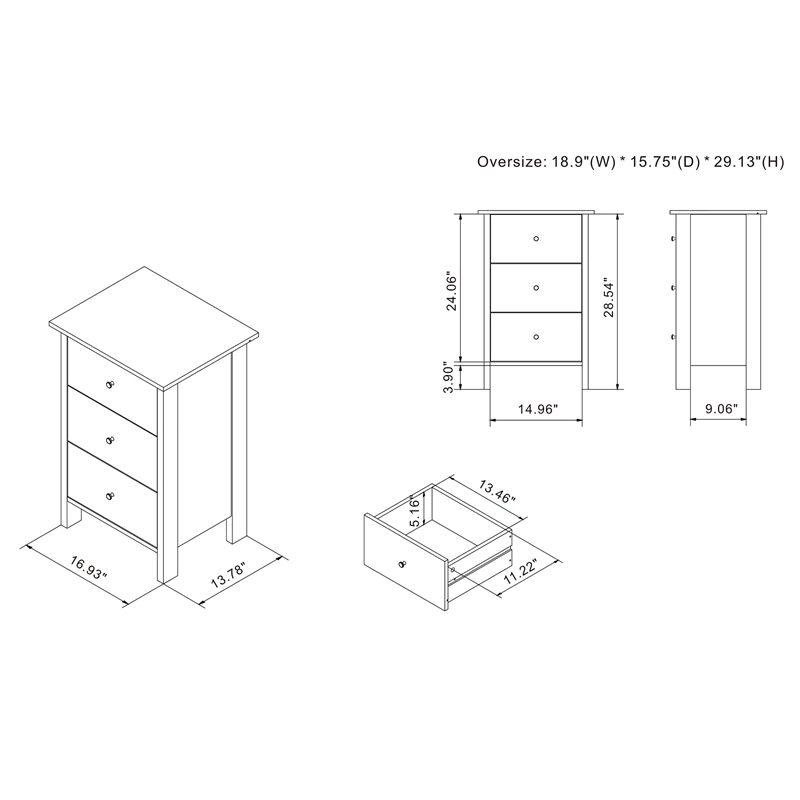 Furniture of America Daena Rustic Wood 3-Drawer Nightstand in Distressed Walnut