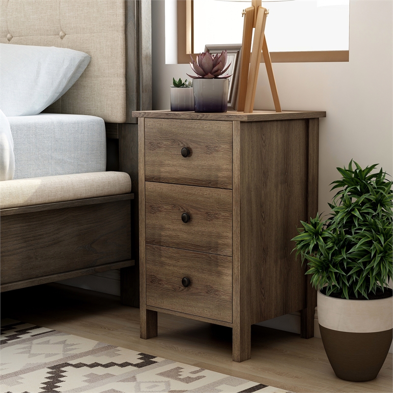 Furniture of America Daena Rustic Wood 3-Drawer Nightstand in Distressed Walnut