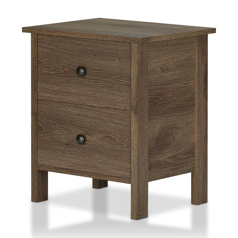 Furniture of America Daena Rustic Wood 2-Drawer Nightstand in Distressed Walnut