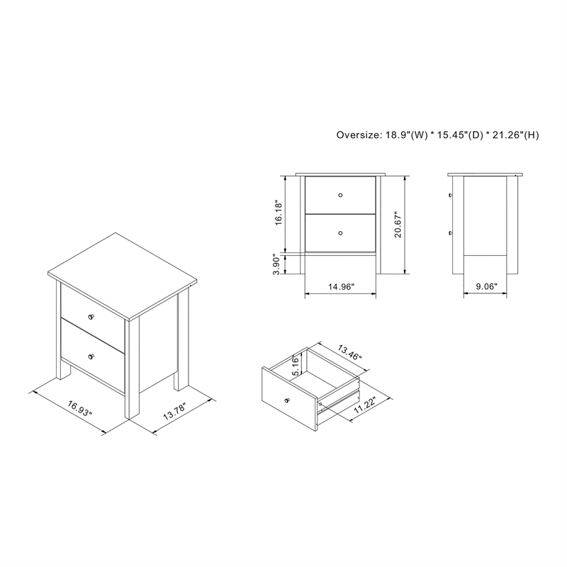 Furniture of America Daena Rustic Wood 2-Drawer Nightstand in Distressed Walnut