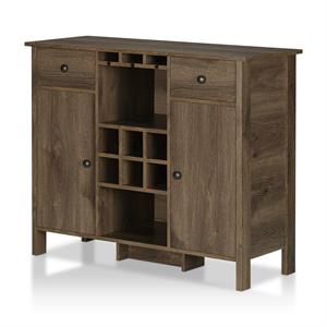 furniture of america bonsall wood multi-storage buffet in distressed walnut
