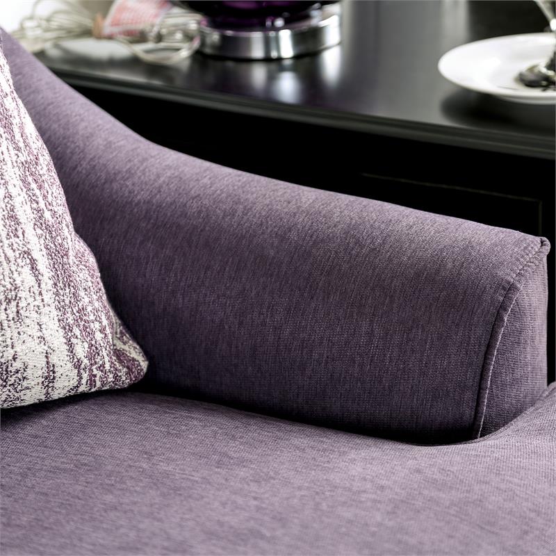 Furniture of America Allyson Transitional Chenille Loveseat in Purple
