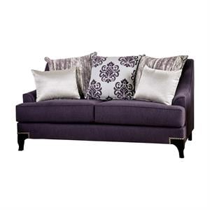 Furniture of America Allyson Transitional Chenille Loveseat in Purple