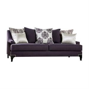 Furniture of America Allyson Transitional Chenille Sofa in Purple