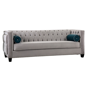 Furniture of America Youngquist Transitional Fabric Upholstered Sofa in Gray