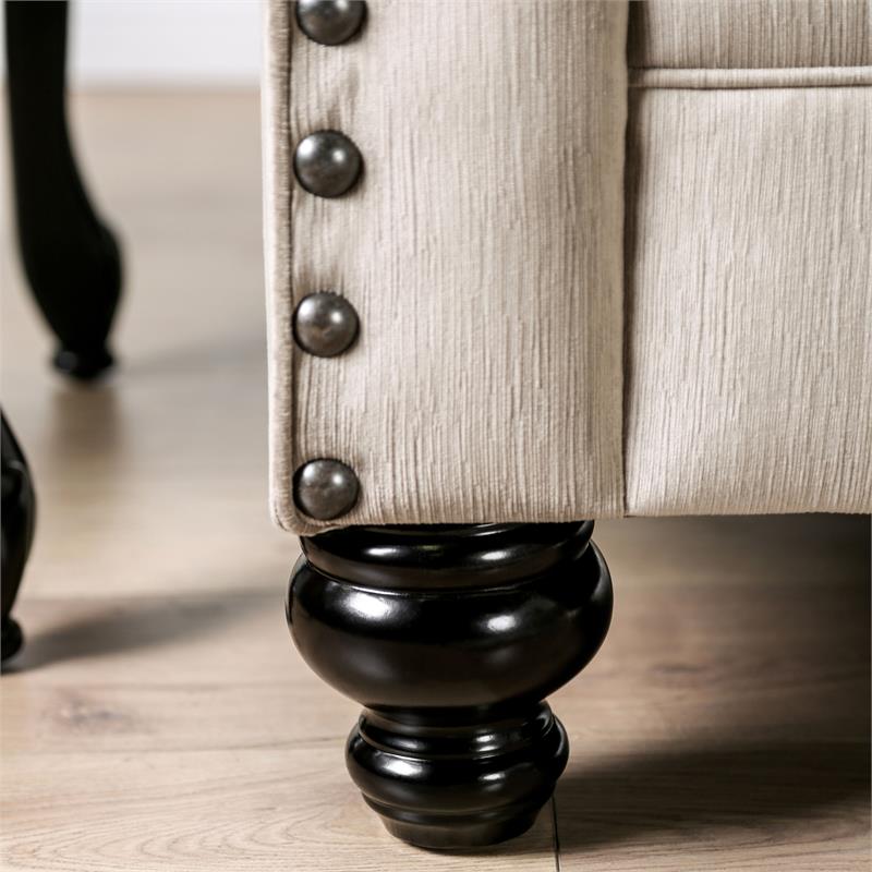 Furniture of America Felicity Chenille Tufted 2-Piece Sofa Set in Light Brown