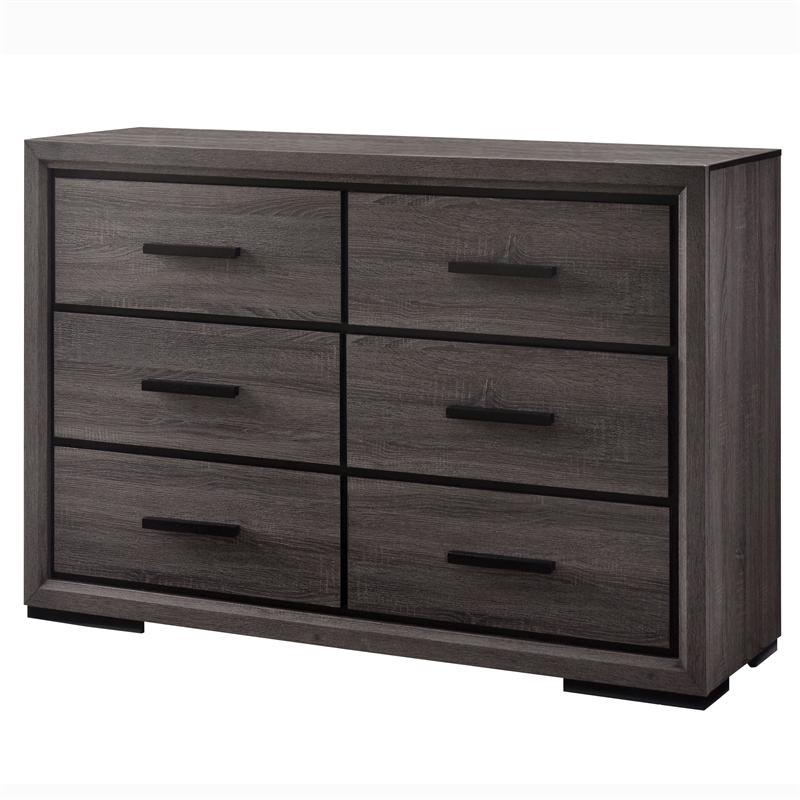 Furniture of America Drummond Contemporary Wood 6-Drawer Dresser in Gray