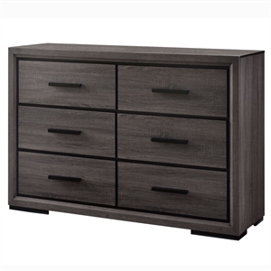 furniture of america drummond contemporary wood 6-drawer dresser in gray