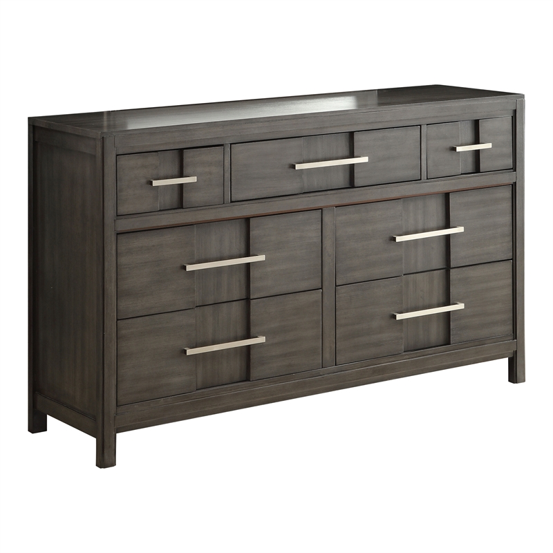 Furniture of America Vela Transitional Solid Wood 7-Drawer Dresser in Gray
