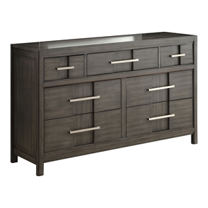 Furniture of America Vela Transitional Solid Wood 7-Drawer Dresser in Gray