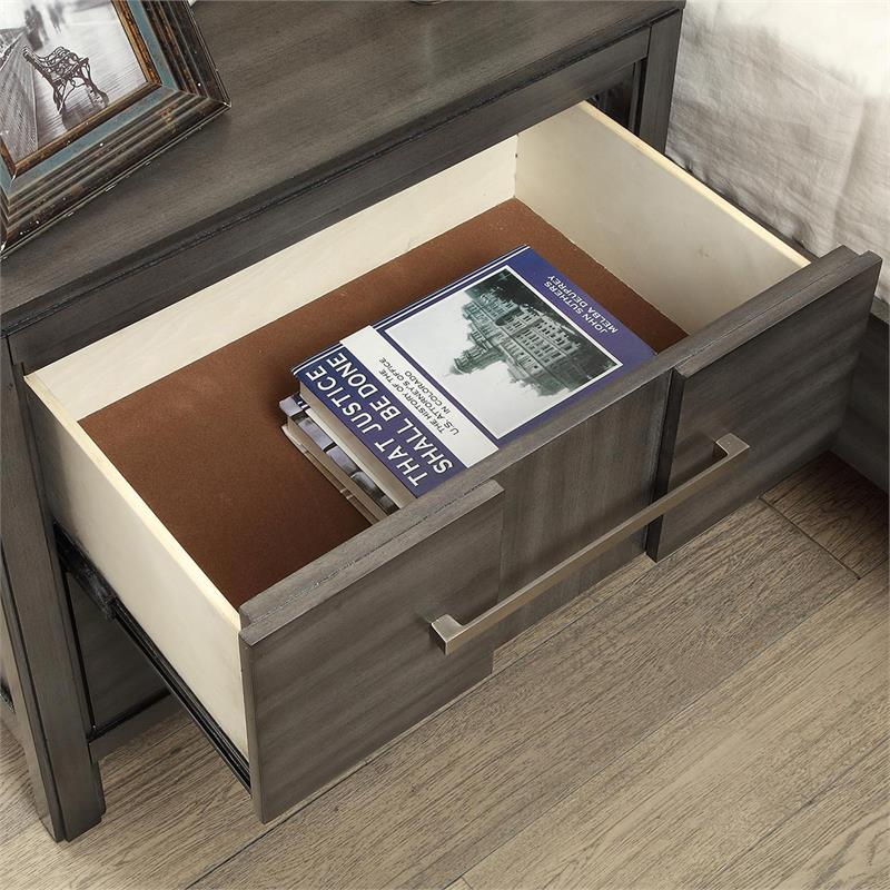Furniture of America Vela Solid Wood 2-Drawer Nightstand in Gray