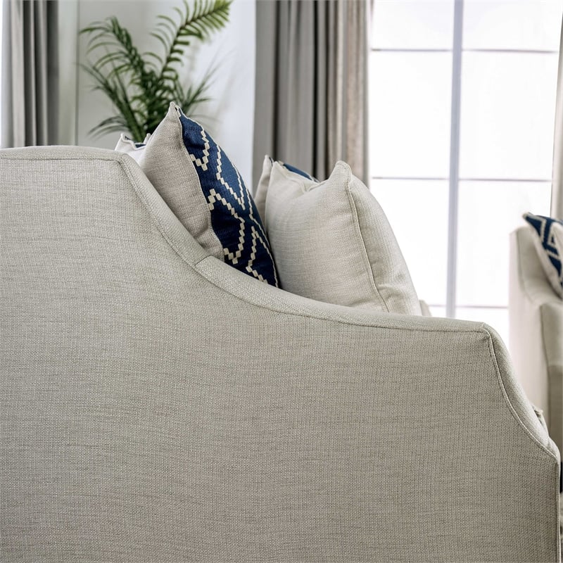 Furniture of America Hollie Transitional Fabric 2-Piece Sofa Set in Ivory
